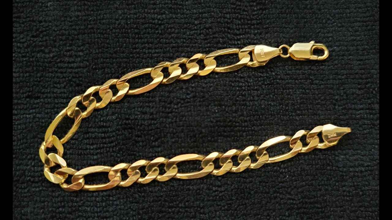 10K Gold 9 1/4 in 9.5MM Solid Figaro Bracelet Pawn Shop Find How