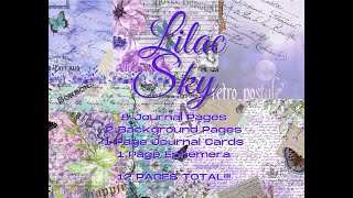 Lilac Sky Digital Paper Collection - New Digital Collection - Scrapbook Paper - Junk Journal Paper