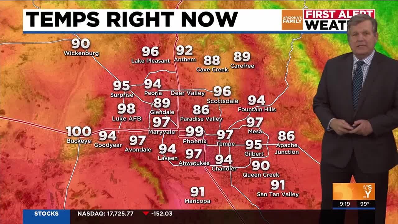 Warm temps with rain chances for metro Phoenix - YouTube