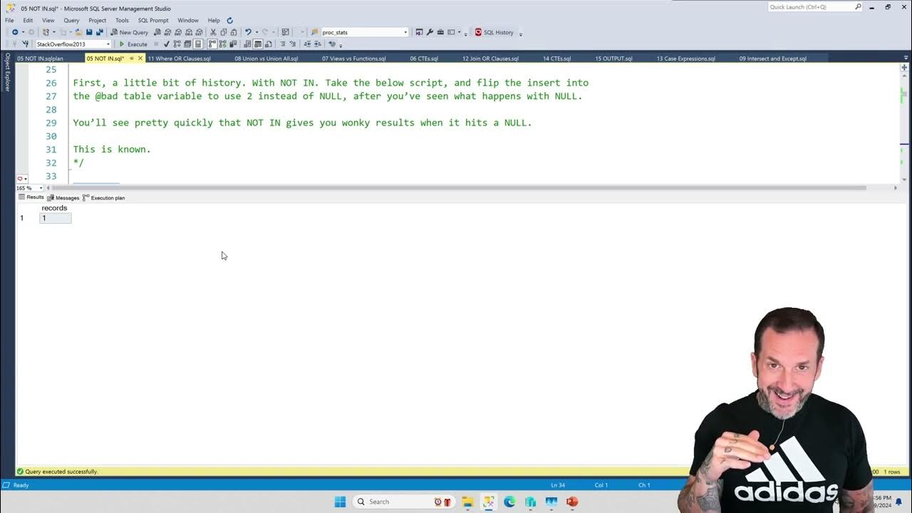 How To Write SQL Server Queries Correctly: IN and NOT IN - YouTube