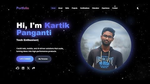 Portfolio Website – React (using Vite), Tailwind CSS, Vite, Framer Motion & EmailJS