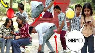 Popping balloon 🎈 ( गुब्बारा चटकाना ) prank on girls 🤣 Funny reaction |  balloon blast prank | Prank