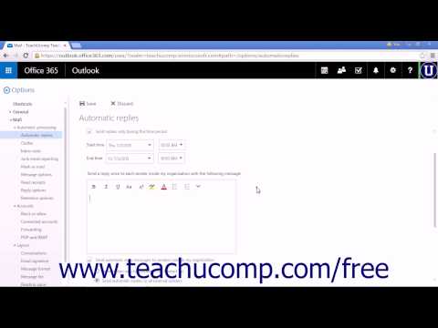 Outlook Web App Tutorial Using Automatic Replies (Out of Office Assistant) 2015 Microsoft Training