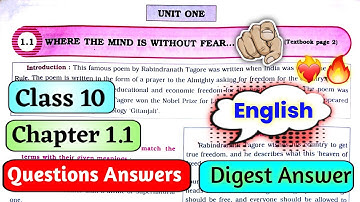 👉𝟏𝟎𝐭𝐡 English C𝐡𝐚𝐩𝐭𝐞𝐫 1.1 Where The Mind Is Without fear🔥𝐐𝐮𝐞𝐬𝐭𝐢𝐨𝐧𝐬 𝐚𝐧𝐬𝐰𝐞𝐫𝐬  #𝐬𝐰𝐚𝐝𝐡𝐲𝐚𝐲 #𝐬𝐭𝐝𝟏𝟎 #answer