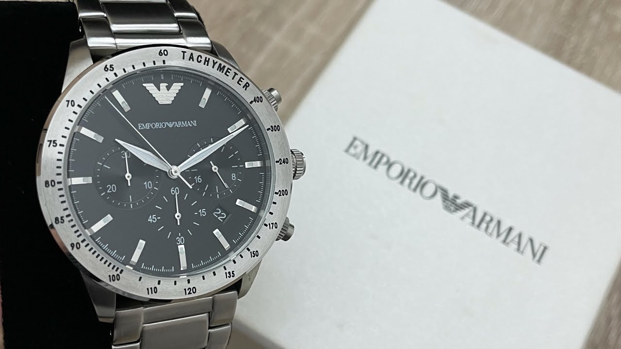 Emporio Armani Black Dial Silver Stainless Steel Men’s Watch AR11241 ...