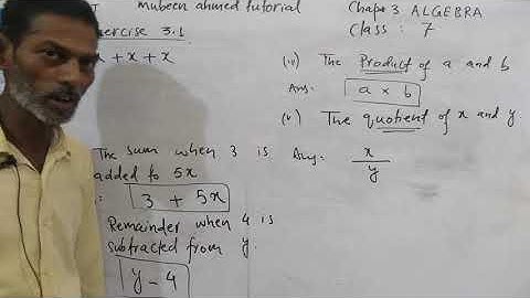 Class 7 Math Exercise  3.1  Chapter 3   ALGEBRA