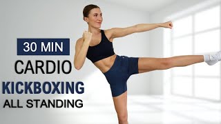 30 Min High Intense Fat Burn - Cardio Kickboxing | All Standing, All Levels, No Repeat, No Equipment