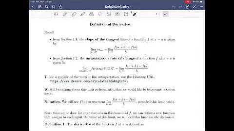 Math108 — Section 2.2/2.3 - Definition of the Derivative
