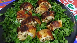 رولات افخاذ الدجاج المحشية اللذيذة طبق راقى وبسيط ( اطباق رمضانية ) ?