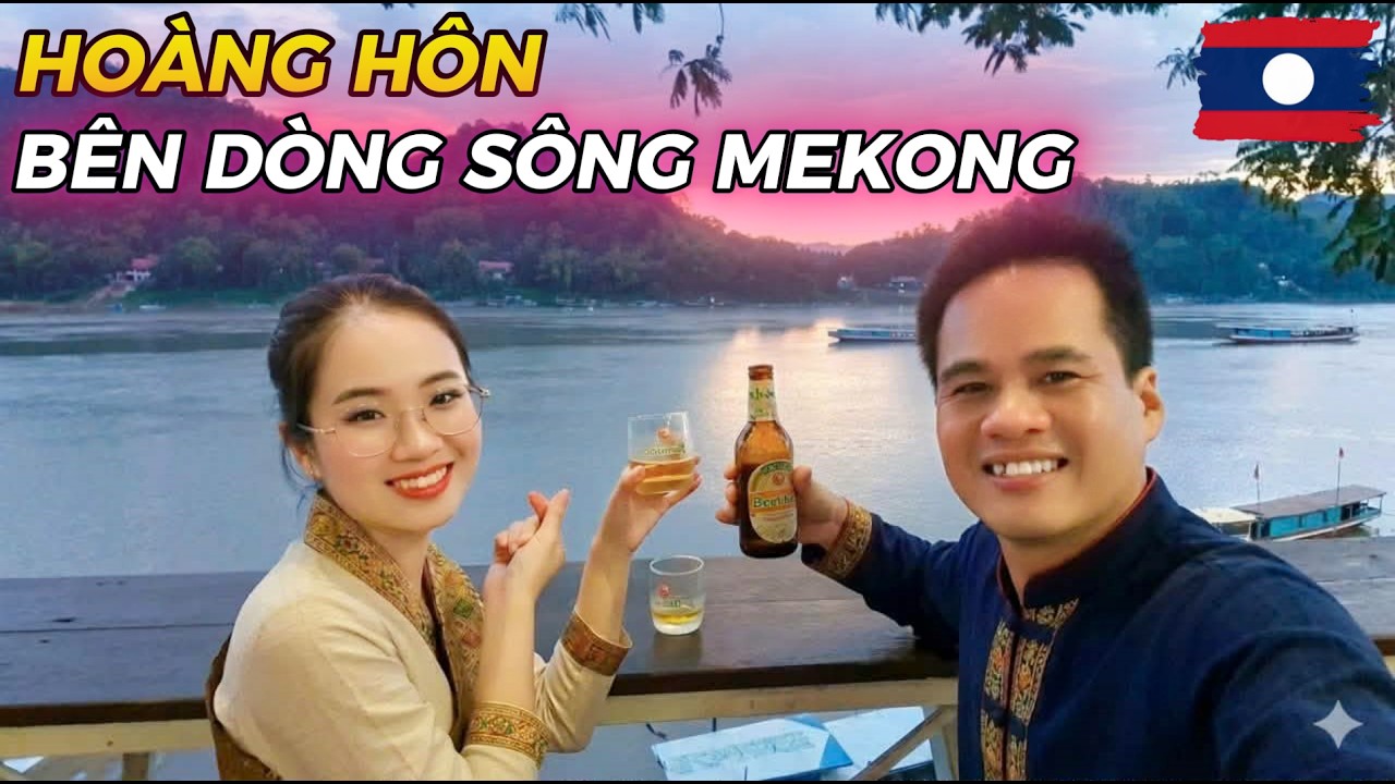 Drinking Lao Beer, Watching the Sunset Over the Mekong River