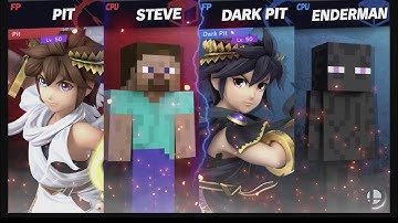 Super Smash Bros Ultimate Amiibo Fights – Steve & Co #204 Pit & Steve vs Dark Pit & Enderman