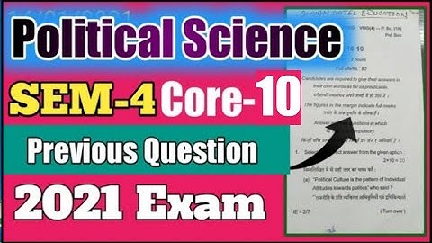 Political Science Sem-4 Core10 Previous Year Quetion। BA POLTICAl Science question paper।VBu