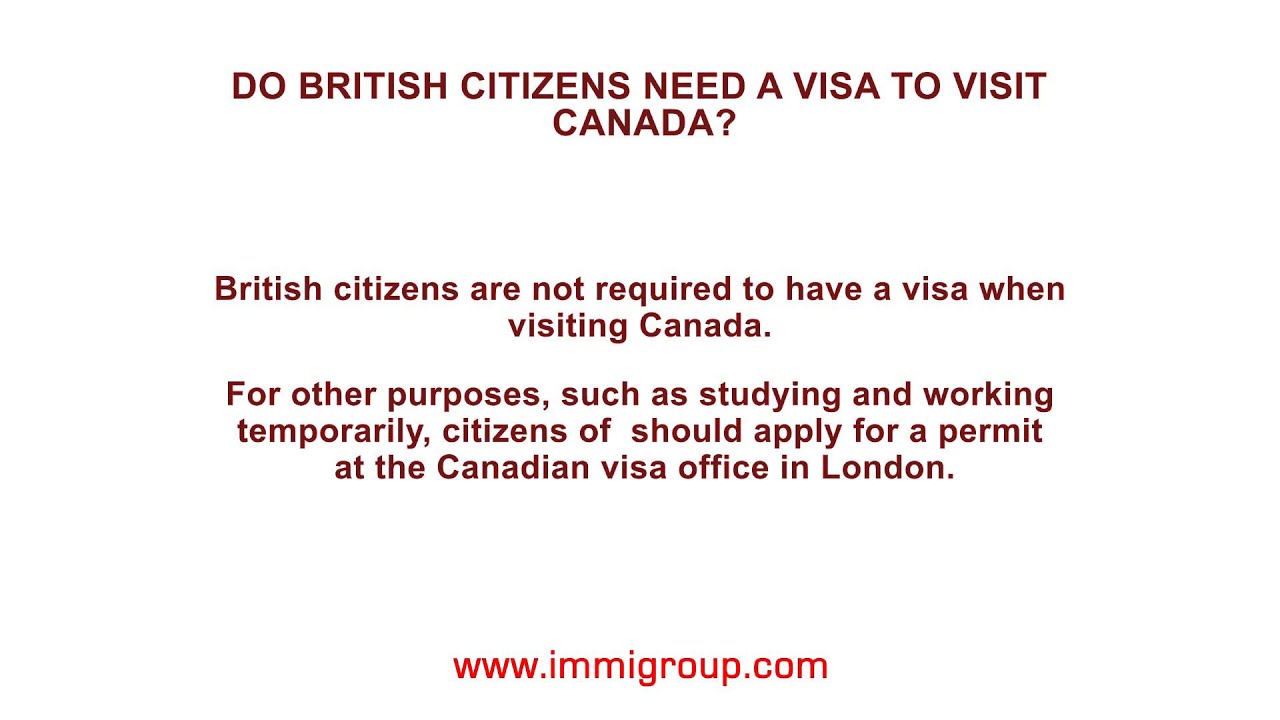 Do British citizens need a visa to visit Canada? - YouTube