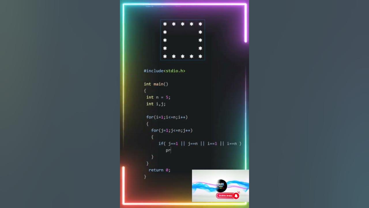 Square star pattern program in c printing star pattern in c how to 