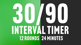 24-Minute HIIT 30/90 Interval Timer, 12 High-Intensity Rounds + 12 Rest Periods (No Music)