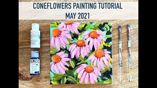 Coneflowers Painting Demo with Acrylic Paint Step by Step