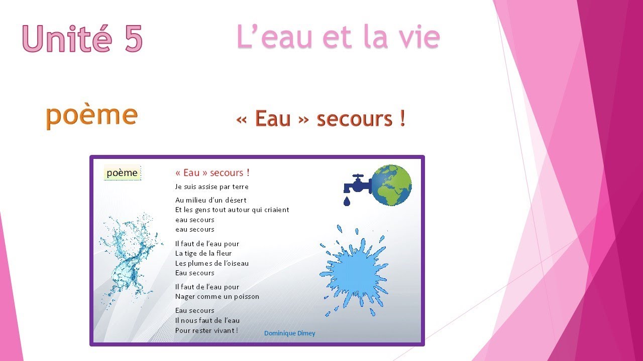 poème: « Eau » secours ! / unité 5 / semaine 2 / page 141 / L'oasis des