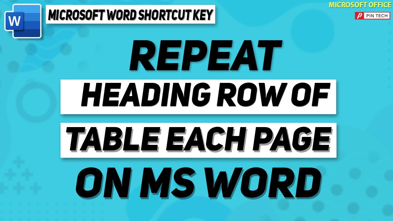 how to repeat heading row of table in each page on ms word (2003-2021 ...