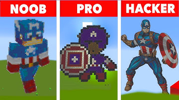 NOOB VS PRO VS HACKER Minecraft Pixel art ✨ Captain America