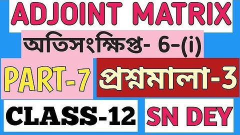 #7, Adjoint Matrix Class 12 SN Dey  EX-3 | MATH vs MATH