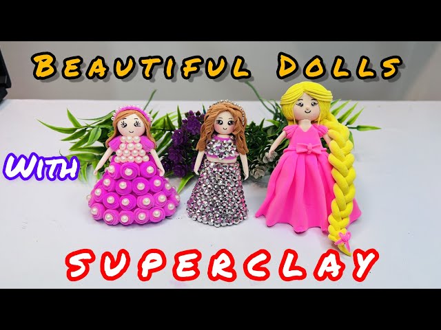 Beautiful Dolls With SuperClay😍 Step By Step #theartbird #art #diy class=
