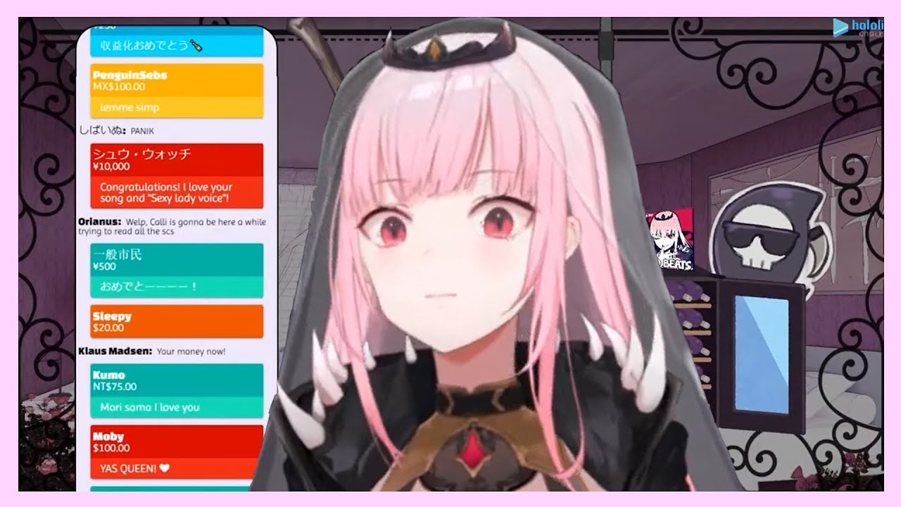 Calliope breaks from superchat spam...