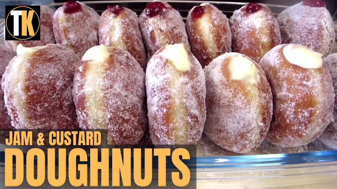 How to make Jam & Custard Doughnuts | Homemade Donuts | Melt In Your Mouth Jam Custard Donuts Recipe