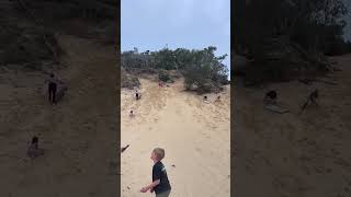 Mum and Son Tumble Down the Sand Dunes Resimi