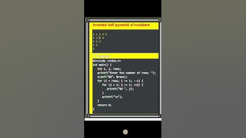 C Program to Print Inverted Half Pyramids of Number🏵🏵🌷🌷
