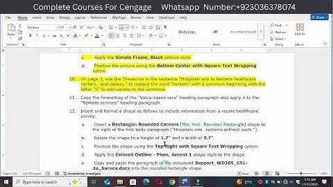 Shelly Cashman Word 365 | Modules 1-3: SAM Capstone Project A | Mount Wells Medical Center