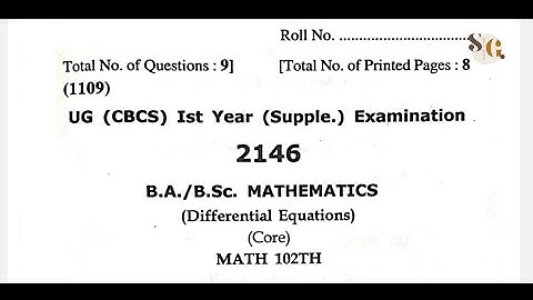 DIFFERENTIAL EQUATIONS || B.A./B.Sc. 1ST YEAR (SUPPLY) QUESTION PAPER || STUDY GUIDE #studyguide