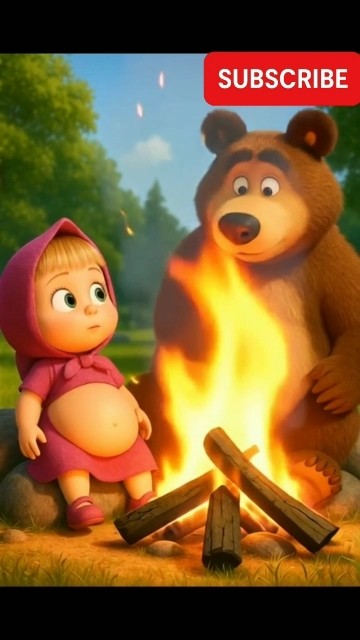 Masha dan beruang membuat api unggun ditengah hutan #masha #cartoon #mashaandbear