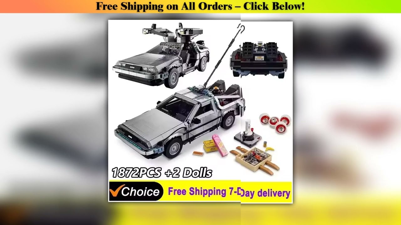 In Stock 10300 Back To The Future Time Machine Model Car Building Blocks Kit Vehicle Bricks