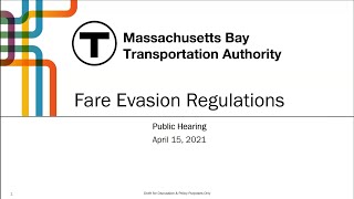 Fare Evasion Regulations Public Hearing - April 15, 2021