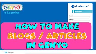 How to create ARTICLE / BLOG in GENYO | GENYO
