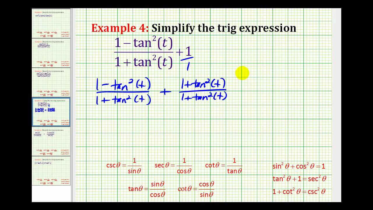 Example 4: Simplifying a Trigonometric Expression - YouTube