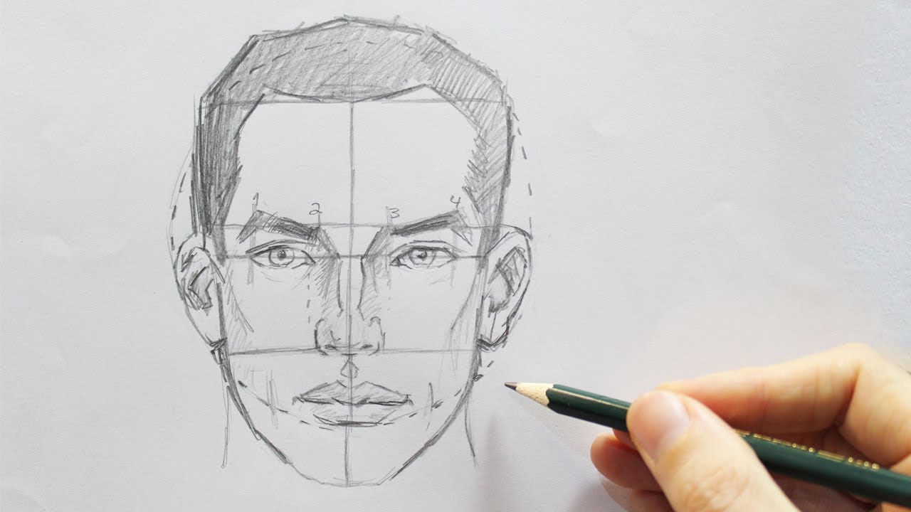 como desenhar rosto masculino de frente passo a passo em 2023