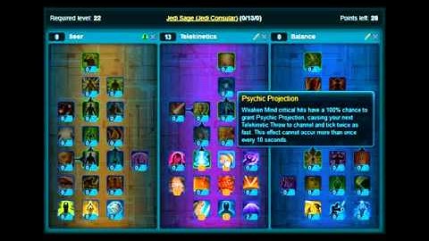 SWTOR Jedi Consular Sage Leveling_PVE Build - Step By Step Point Allocation From Level 10 To 50!