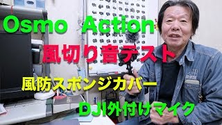 Osmo  Action 風切り音テスト （風防スポンジカバー・ DJI外付けマイク）