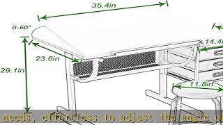 sogesfurniture Adjustable Drafting Table, Draft/Art/Craft/Drawing Desk with 3 Storage Drawers,1 Sto