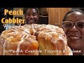 Peach cobbler pound cake  peach crumble topping wglaze  this topping is amazing