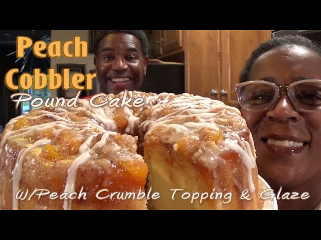 Peach Cobbler Pound Cake🍑 | Peach Crumble Topping W/Glaze | This Topping is AMAZING!!! class=