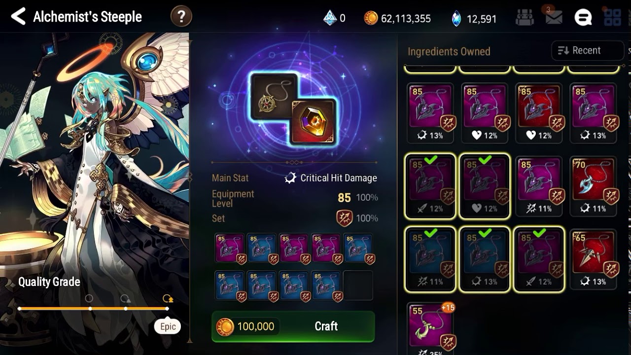 Epic Seven - Crit Dmg necklace conversion craft