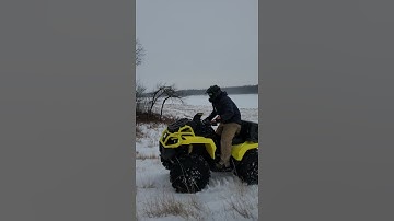 Canam Outlander XMR spins out on icy hill.