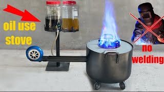 Best DIY waste oil stove 2025! No need for welding, cement is enough
