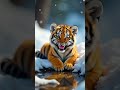 Adorable Tiger Cub Drinks From a Snowy Puddle. #tigercub #cute #shorts