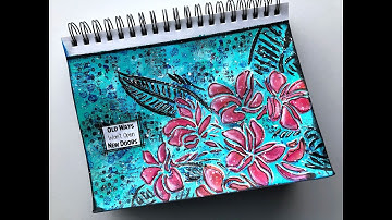 Mixed Media Art Journal Tutorial-Using Stencil Overlay Technique to Paint Focal Images