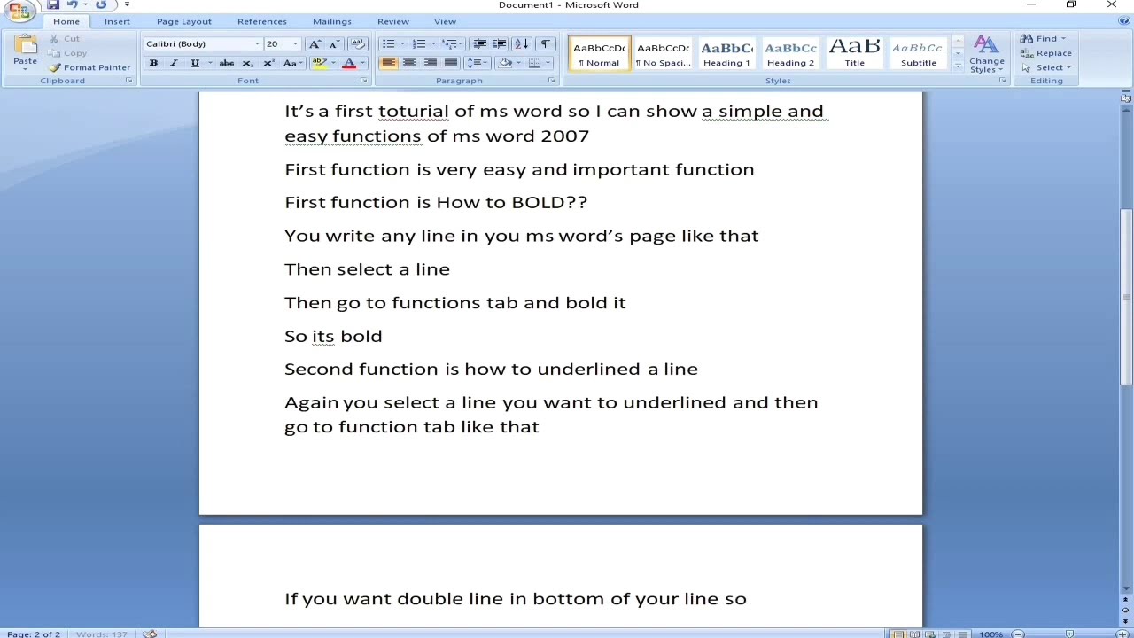 How To Use MS Word 2007- 1st Tutorial - YouTube