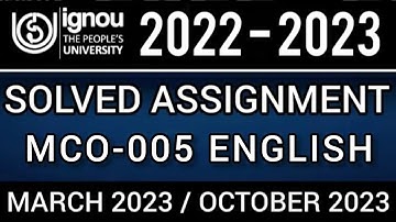 MCO-05 SOLVED ASSIGNMENT 2022-23 I MCO-05 SOLVED ASSIGNMENT 2022-23 IN ENGLISH | MCO-05
