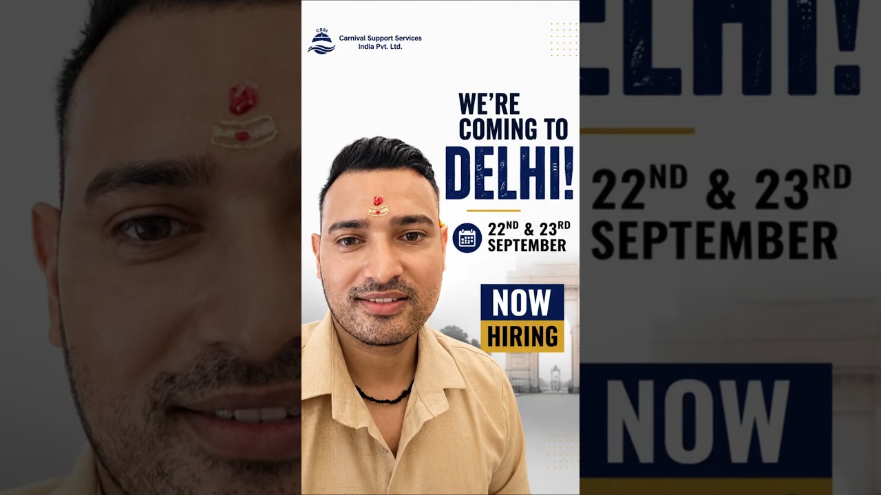 🚨 DELHI, YOUR NEXT CRUISE JOB OPPORTUNITY IS HERE! 🚢🇮🇳